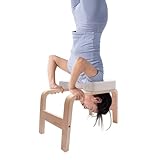 fennnds Yoga Stuhl Kopfstandhocker bis 200kg Tragfähigkeit Yoga Kopfstandstuhl Holz und PU Polster Yoga Asana-Übungsstuhl Fitness und Meditation Entspannung für Zuhause und Fitnessstudio, Weiß