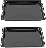 ICQN Backblech Set 455 × 375 × 30 mm, Kompatibel mit Bosch, Siemens, Constructa & Neff, Emaillierte Backbleche für Backofen & Herd