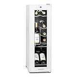 Klarstein Weinkühlschrank, 1 Zonen Getränkekühlschrank Klein, Freistehender Kleiner Weinschrank, 32L Wein-Kühlschrank mit Glastür, Indoor/Outdoor Flaschenkühlschrank, Wine Fridge 12 Flaschen