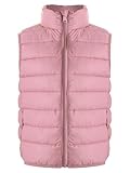Fldy Jungen Mädchen Steppweste Ärmellos Gepolsterte Winterweste Mit Stehkragen Kinder Warme Übergangsjacke Rosa 134-140