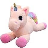 Georgie Porgy Plüsch Einhorn Farbblock Teddy Kuscheltier Tier Plüschtier für Kleinkind Kinder (Rosa 15')