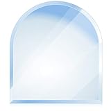 BIJON Funkenschutz-Platte mit Facettenschliff, Glasplatte Kaminofen, Kaminschutz mit ESG Sicherheitsglas, Kamin Glasplatte, Rundbogen 120 x 100 cm, 6mm