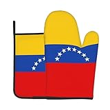 HHGFASD Flagge von Venezuela Muster Küche Backen zweiteiliges Set aus hochwertigen hitzebeständigen Handschuhen und Isolierpads Kochset