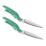 Handgrasschere, 33 cm lange Klinge aus gehärtetem Stahl, drehbarer Schwenkkopf rastet für idealen Winkel ein, automatische Feder für weniger Ermüdung der Hand, Sicherheitsverriegelung, rostfreie