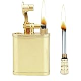 Handgefertigtes Vintage-Feuerzeug mit Metallrillen, Kerosinfeuerzeug mit permanenten Streichhölzern, nachfüllbarer Brennstoff, Geburtstagswahl for Männer, Väter und Ehemänner (Brennstoff nicht im Lief