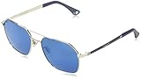 Police Unisex SPLC34 Sunglasses, Shiny Palladium/Blue Parts, 58