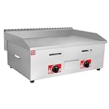 MOUNW Kommerzielle Desktop-Gasgrillplatte, Edelstahl-Grillplatte zum Kochen von BBQ-Flachkochplatten, schnelle/gleichmäßige Erwärmung, Doppelsteuerung, zum Grillen von Steaks, Eiern und Pfannkuchen