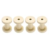 QUARKZMAN 4 Stück Holzspulen 45mm x 60mm (BxH) Unbehandelte Holzspulen Drahtwebspulen Leere Garnspulen Für Basteln DIY Kunst Stickerei Nähgarn Schnur Beige