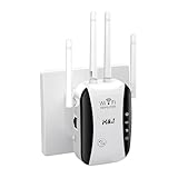 WLAN-Verstärker, 300 Mbit/s, mit 4 Antennen, WiFi Extender Booster mit Repeater-/AP-Modus, Verstärker mit Ethernet-Anschluss zum Verbinden Allen WLAN Geräten