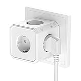 Steckdosenwürfel ohne Kabel, 5-Fach Mehrfachsteckdose Steckdosen Adapter mit 5 Schuko Stecker, 5-in-1 Mehrfachstecker für Steckdose (250V/10A) Kompatibel mit Phone und Haushaltsgeräte, Weiß