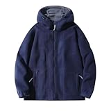 Patagonia-Jacke für Herren, Winter, warm, Sport, Laufen, mit Mütze, winddicht, Fleece, warmes Oberteil, Dunkelblau, S