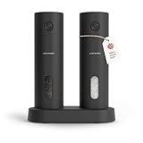 LARS NYSØM Salz und Pfeffer Mühle Elektrisch 2er Set mit einstellbarem Keramik-Mahlwerk von grob bis fein I Design Gewürzmühlenset Automatisch (2 Stück, Onyx Black)