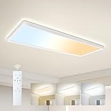ONDTA LED Deckenleuchte dimmbar 22W, 58x20cm 2700K-6500K 2800LM, Deckenlampe mit Fernbedienung, IP44 Badezimmer lampe LED Panel für Küche Wohnzimmer Schlafzimmer Badezimmer Büro, Rechteckig