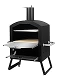 DMS® Germany Pizzaofen – mobiler Outdoor Holzofen Räucherofen - Pizzastein & Grillrost – Garten, Terrasse & Balkon – knusprige Steinofenpizza & Brot wie aus dem Holzbackofen - Kohle-/Pellets -PM-3000