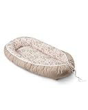 ULLENBOOM® Babynest aus OEKO-TEX Materialien & Made in EU, Rosa Blüten - Babynestchen Neugeborene aus kuscheliger Baumwolle, Als Reisebett, Kuschelnest & Kuschelbett geeignet