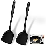 2 Stück Silikon Löffel Spatel, Silikon Wok Spatel,Pfannenwender aus Silikon,Pfannenwender Set, Antihaft Hitzebeständig Spatel Set Küche Kochen Utensil zum Kochen, Backen, Eierdrehen,Burger