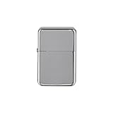 Sturmfeuerzeug Feuerzeug Taschenfeuerzeug Benzinfeuerzeug Metallfeuerzeug Lighter - Männer Geschenk - Outdoor - Camping - Geschenkidee-unbefüllt (Chrome Silber poliert)