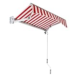 KiwiHood Outdoor-Markise mit Kurbelgriff, Wasser- und Winddicht Manuell einziehbare Markise Flexibler Schattenwinkel 60-150°, 1,5m Breite Markise für Cafés, Restaurants und Private Gärten