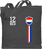 Shirtracer Fussball WM 2022 Fanartikel - 12. Mann Niederlande Fanshirt - Unisize - Dunkelgrau - Spruch - WM101 - Stoffbeutel aus Baumwolle Jutebeutel lange Henkel