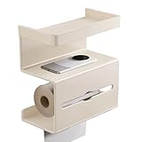 Toilettenpapierhalter mit Ablage - Stylischer Wandmontierter Tissuehalter, praktisches Aufbewahrungsregal | Kein Bohren erforderlich, Papierhalter mit Telefonablage für Wohnung, Haus, Gästebad