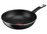 Tefal C38819 Hard Titanium Essential Wokpfanne 28 cm | Antihaftversiegelung mit Titanpartikeln | Thermo-Signal Temperaturanzeiger | spülmaschinengeeignet | Made in France | Schwarz