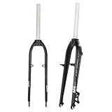 26' 27,5' MTB-Starrgabel 1-1/8' Gewindeloses gerades Rohr QR 9X100mm Scheiben-V-Bremse Ultraleichte Mountainbike-Vorderradgabel aus Aluminiumlegierung (Farbe: Grau + Weiß, Größe: 26')