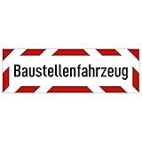 Baustellenfahrzeug Magnetschild (32x10 cm groß) (2 Größen) - Magnetisches Schild passend für jedes Auto auf der Baustelle - Magnetfolie als Alternative zu Aufkleber - Wetterfest und UV-beständig