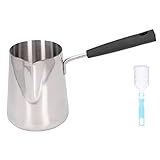 Leopacat Mokkakännchen, Edelstahl Milchkanne, Türkische Kaffeekanne Herdplatte Espressokocher Türkischer Kaffeekocher Zur Coffee für Home Sauce Pan Cafe Milch schokolade 600ML