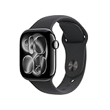 Apple Watch Series 11 GPS 42 mm Smartwatch mit Aluminiumgehäuse in Diamantschwarz und Sportarmband in Schwarz (S/M). Schlafindex, Fitnesstracker, Gesundheitstracking, Always-On Display, Wasserschutz