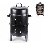 Räuchertonne, 40 cm 3in1 Grillfass, Einstellbare Windstärke, Grilltonne, Räucherofen, Smokertonne, Räuchergrill, Smoker Grill, Holzkohlegrill, Kohlegrill, BBQ Grill Tonne, Smoker Holzkohlegrill