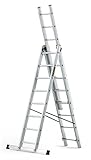 DRABEST Leiter PRO Serie Aluleiter 3-teilig Mehrzweckleiter 3x8 Stufen Leiter Multifunktionsleiter Kombileiter bis 150 kg Beslastbar - Arbeitshöhe 5,05 m - inkl. Eimerhaken