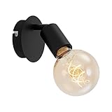 BRILONER - Wandleuchte Innen schwenkbar, Vintage, E27 Fassung, max. 60 Watt, Wandlampe innen, Wandstrahler, Wandlicht, Wandbeleuchtung, Schlafzimmer, Flurlampe, Wall Light, 10x8 cm, Schwarz