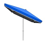 HAOKKV Markttisch-Sonnenschirm Mit Höhenverstellung, Strand-Klappschirm, Sonnenschutz Großer Gartenschirm Mit Neigung, Für Veranda, Deck, Garten(Blue,2.0x2.0m)