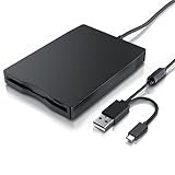 CSL - Externes USB Diskettenlaufwerk FDD 1,44MB 3,5 Zoll - USB C - PC und Laptop - Slimline Floppy Disk Drive Extern - Portable - Plug and Play - schwarz - Windows 11 fähig