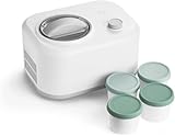 SPRINGLANE Eismaschine Eni 1 L mit selbstkühlendem Kompressor 100 W, Eiscremebereiter mit entnehmbarem Eisbehälter inkl. Eisbehälter für Speiseeis mint 4er-Set 400 ml