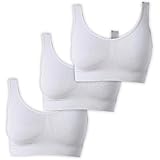 UnsichtBra Bustier Damen BH ohne Buegel | 3er Set Wohlfühl Bustiers Tops | Bügelloser Soft Bra | Schlaf Still Sport Crop Top Büstier 3 x Weiß (wellbra_www)(L)