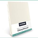 Lunarys® SleepRoyal Luxus Spannbettlaken 180x200 cm - Creme - 250 g/m² Premium Bettlaken - 40 cm Steghöhe - für hohe Matratzen, Boxspringbett / Matratze + Topper & Wasserbett - Stretch Jersey