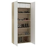 Gecheer Schuhregal Schrank Schuhschrank Schuhablage Schuhständer Schuhaufbewahrung Schuhtruhe Schuhorganizer Weiß und Sonoma-Eiche 80x35,5x180 cm Holzwerkstoff