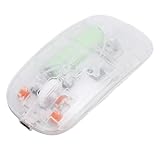 PUSOKEI Transparente Maus, Gaming Maus mit USB Empfänger 2,4 G, Wiederaufladbar, 800 1200 1600 DPI Einstellbare DPI Computermaus für Gaming und Esport (Transparentes Weiß)