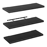 Amdoticknpf 3 3er-Set Wandregal Wandboard, Hängeregal 40cm, Schweberegal, Regal Bücherregal, MDF, Moderne Dekorative Regalbrettmit Sauber Verarbeitet für Schlafzimmer, Küche, Büro, Wohnzimmer, Schwarz