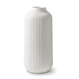 flature Keramikvase im nordischen Stil, Dekovase groß für Pampasgras als Boho Deco, Vase Weiß Matt 25,4 cm für Blumen, skandinavisches Design, Heimdekoration für frische Blumen, Trockenblumen (Größe