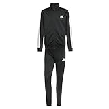 adidas Herren SPORTSWEAR BASIC 3 STRIPES TRICOT TRACKSUIT, Black, S