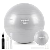 PhysKcal 65cm Grey Dicker Gymnastikball und 23 cm Pilatesball Set, Anti Burst Gymnastikball, Anti-Rutsch-Sitzball, Balanceball, Yogaball für Zuhause, Fitnessstudio und Büro