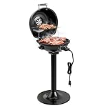 COSTWAY Elektrogrill 1600W freistehend, Standgrill mit 2-Zonen Grillplatte, Elektrischer BBQ Grill 93°C-219°C mit Standfuß und Antihaftbeschichtung für Balkon, Garten