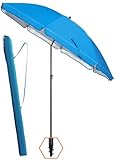 4smile Sonnenschirm Strand Ø 180 cm, Blau, inkl. Hülle - UPF 50+ Strandschirm SunnyJoy, Strandschirm windfest stabil - Für zuverlässigen Sonnenschutz Strand, Sonnenschirm mit Schutzhülle