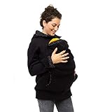 Viva la Mama Schwangerschaftsmode Umstandsjacke Tragepullover warm Jacke für Tragetuch Tragepulli - AHOI schwarz, kleine Punkte - M