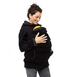 Viva la Mama Schwangerschaftsmode Umstandsjacke Tragepullover warm Jacke für Tragetuch Tragepulli - AHOI schwarz, kleine Punkte - L
