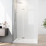 WOWINNE Walk In Dusche Duschwand 90 x 185 cm Walk In Duschglas Walk In Duschfalttür 6mm ESG Easy-clean Sicherheitsglas Duschtrennwand Glas Badewanne Duschwand