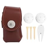 Gientan Golfballtasche, Mini-PU-Beutelhalter, Tragbares Golfzubehör-Set Mit Golfball-Tee-Divot(Braun)