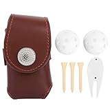 Gientan Golfballtasche, Mini-PU-Beutelhalter, Tragbares Golfzubehör-Set Mit Golfball-Tee-Divot(Braun)